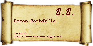 Baron Borbála névjegykártya